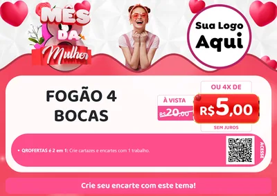 Modelo de Cartaz para Cartaz A4 Horizontal com o tema Mês da Mulher para Móveis e Eletro