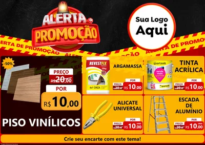 Modelo de Encarte para Encarte A4 Horizontal com o tema Alerta de Promoção para Material para Construção