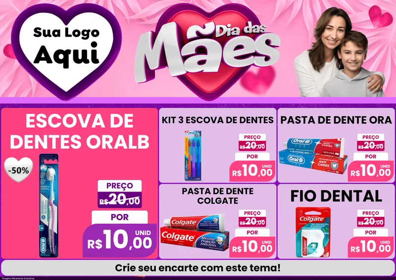 Modelo de Encarte para Encarte A4 Horizontal com o tema Dia das Mães para Higiene Pessoal