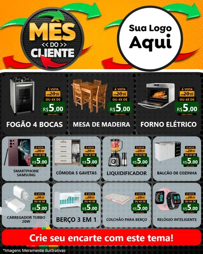 Modelo de Rede Social para Feed Instagram com o tema Mês do Cliente para Móveis e Eletro