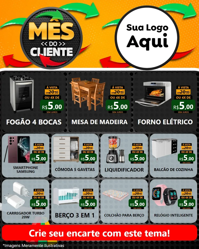 Modelo de Rede Social para Feed Instagram com o tema Mês do Cliente para Móveis e Eletro