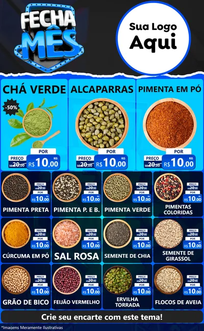 Modelo de Encarte para Encarte Grande com o tema Fecha Mês para Produtos Naturais
