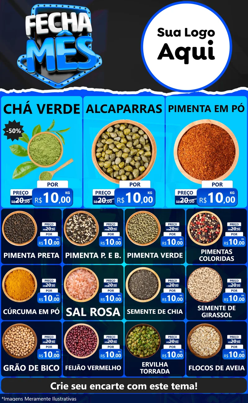 Modelo de Encarte para Encarte Grande com o tema Fecha Mês para Produtos Naturais