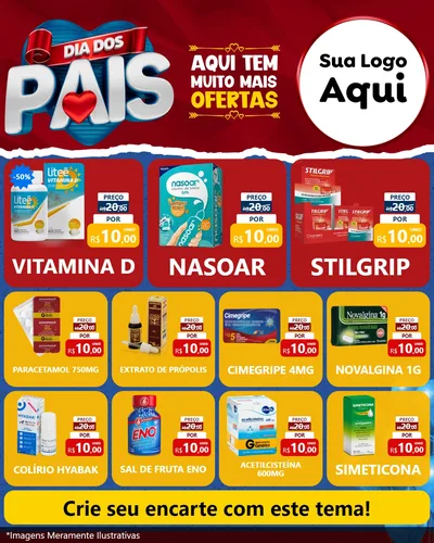 Modelo de Rede Social para Feed Instagram com o tema Dia dos Pais para Farmácia