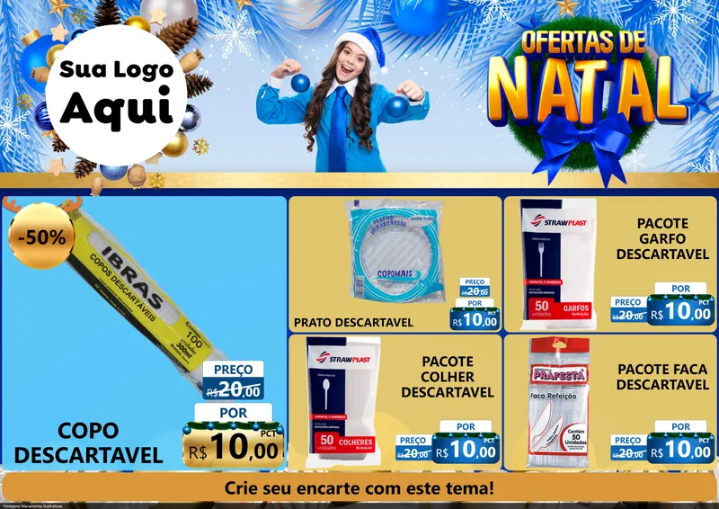 Modelo de Encarte para Encarte A4 Horizontal com o tema Ofertas de Natal para Embalagens