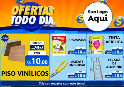 Modelo de Encarte para Encarte A4 Horizontal com o tema Ofertas Todo Dia para Material para Construção