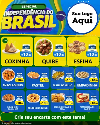 Modelo de Rede Social para Feed Instagram com o tema Especial Independência do Brasil para Salgadaria