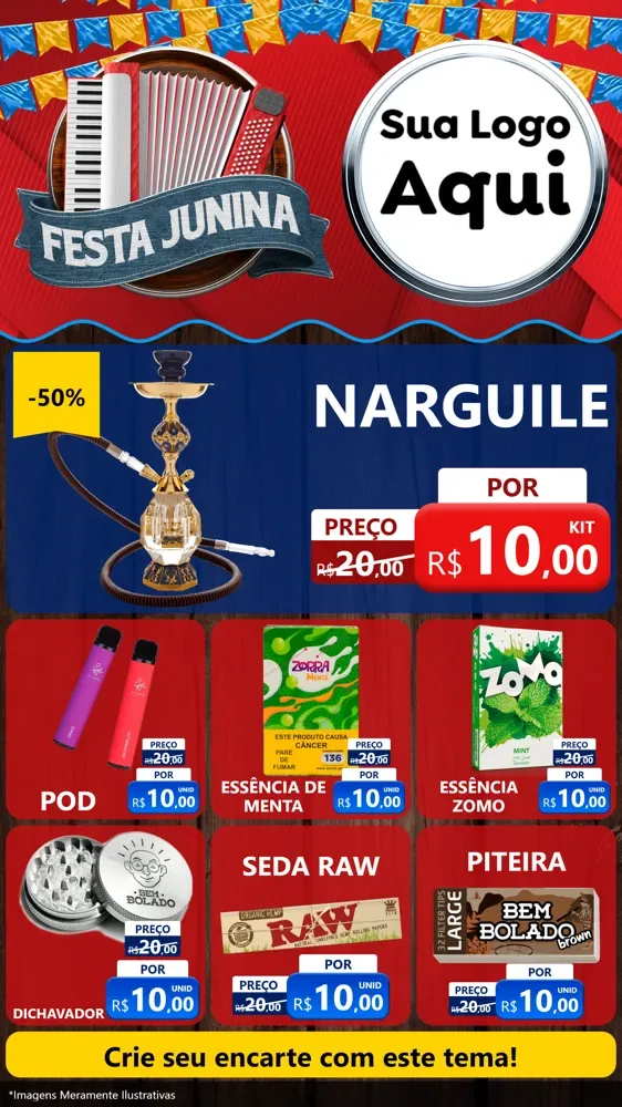 Modelo de Rede Social para Stories com o tema Festa Junina para Tabacaria