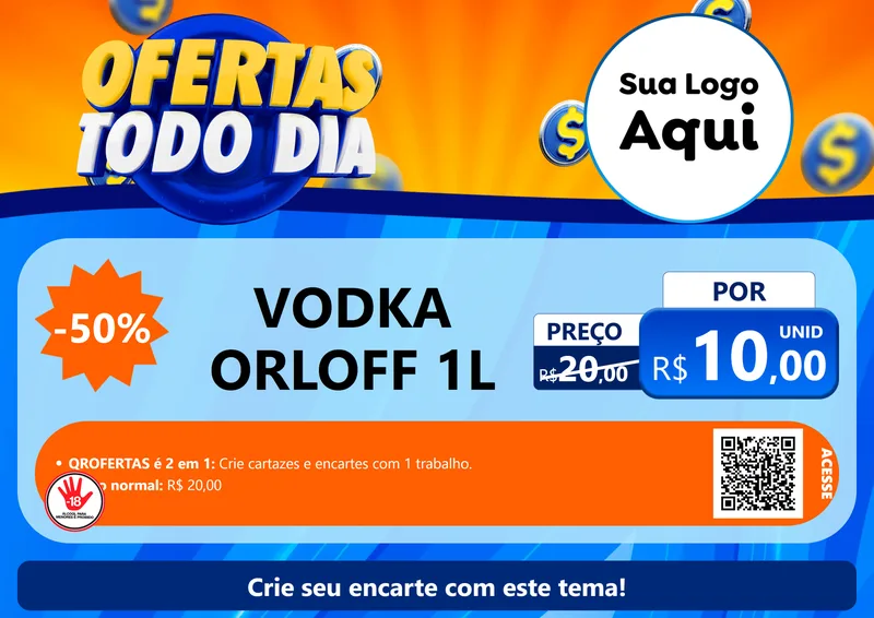Modelo de Cartaz para Cartaz A4 Horizontal com o tema Ofertas Todo Dia para Distribuidora de bebidas