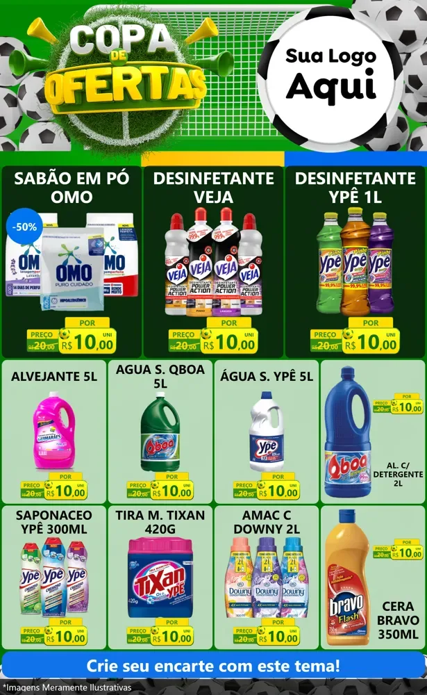 Modelo de Encarte para Encarte Grande com o tema Copa De Ofertas para Produtos de Limpeza
