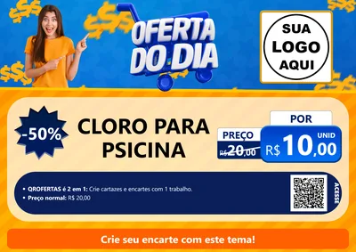 Modelo de Cartaz para Cartaz A4 Horizontal com o tema Oferta do Dia para Produtos para Piscina