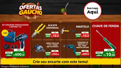 Modelo de TV para TV Horizontal com o tema Ofertas Dia do Gaúcho para Maquinas e Ferramentas