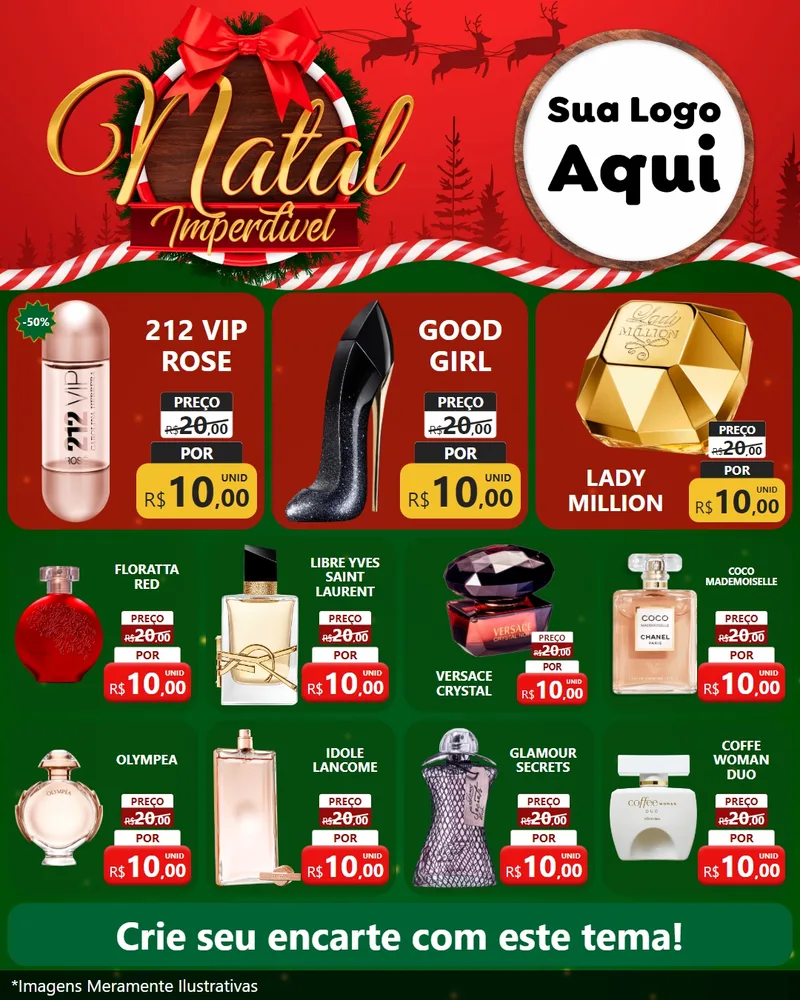 Modelo de Rede Social para Feed Instagram com o tema Natal Imperdível para Perfumes