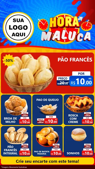 Modelo de Rede Social para Stories com o tema Hora Maluca para Padaria
