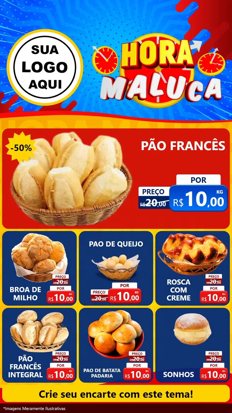 Modelo de Rede Social para Stories com o tema Hora Maluca para Padaria