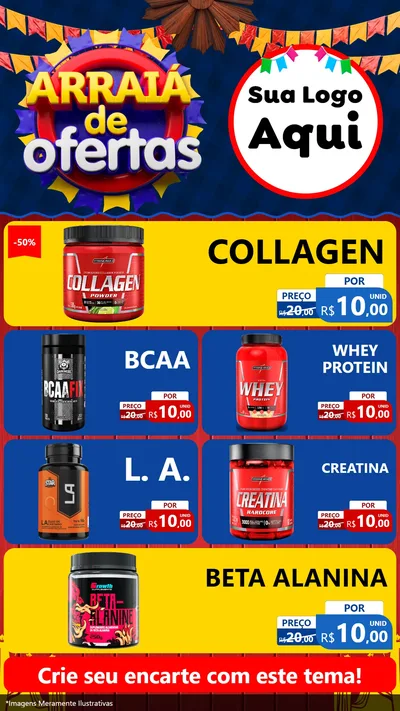 Modelo de TV para TV Vertical com o tema Arraiá de Ofertas para Suplementos alimentares