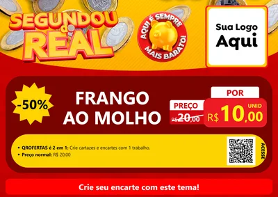 Modelo de Cartaz para Cartaz A4 Horizontal com o tema Segundou do Real para Restaurante