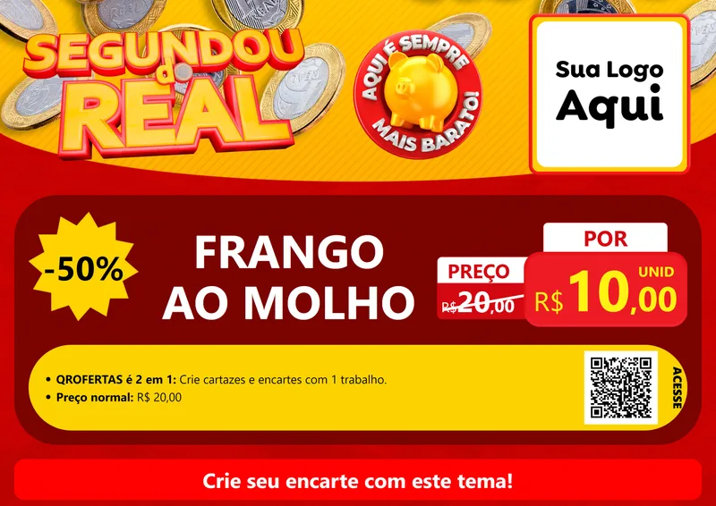 Modelo de Cartaz para Cartaz A4 Horizontal com o tema Segundou do Real para Restaurante