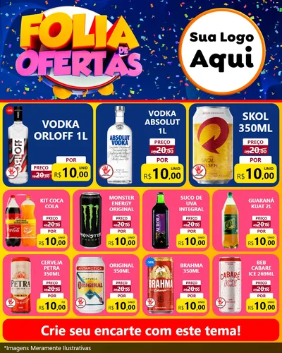 Modelo de Rede Social para Feed Instagram com o tema Folia de Ofertas para Distribuidora de bebidas