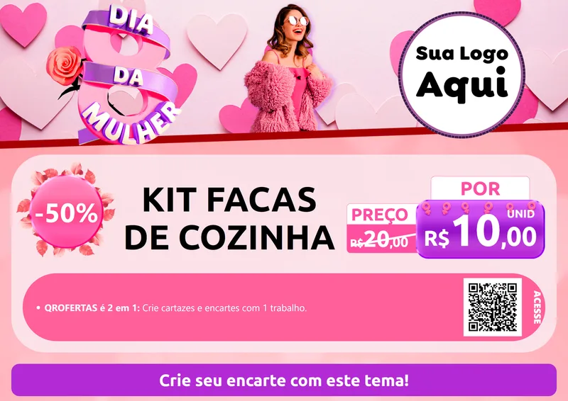 Modelo de Cartaz para Cartaz A4 Horizontal com o tema Dia da Mulher para Utilidades Domésticas