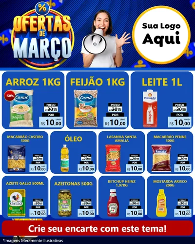 Modelo de Rede Social para Feed Instagram com o tema Ofertas de Março para Supermercado