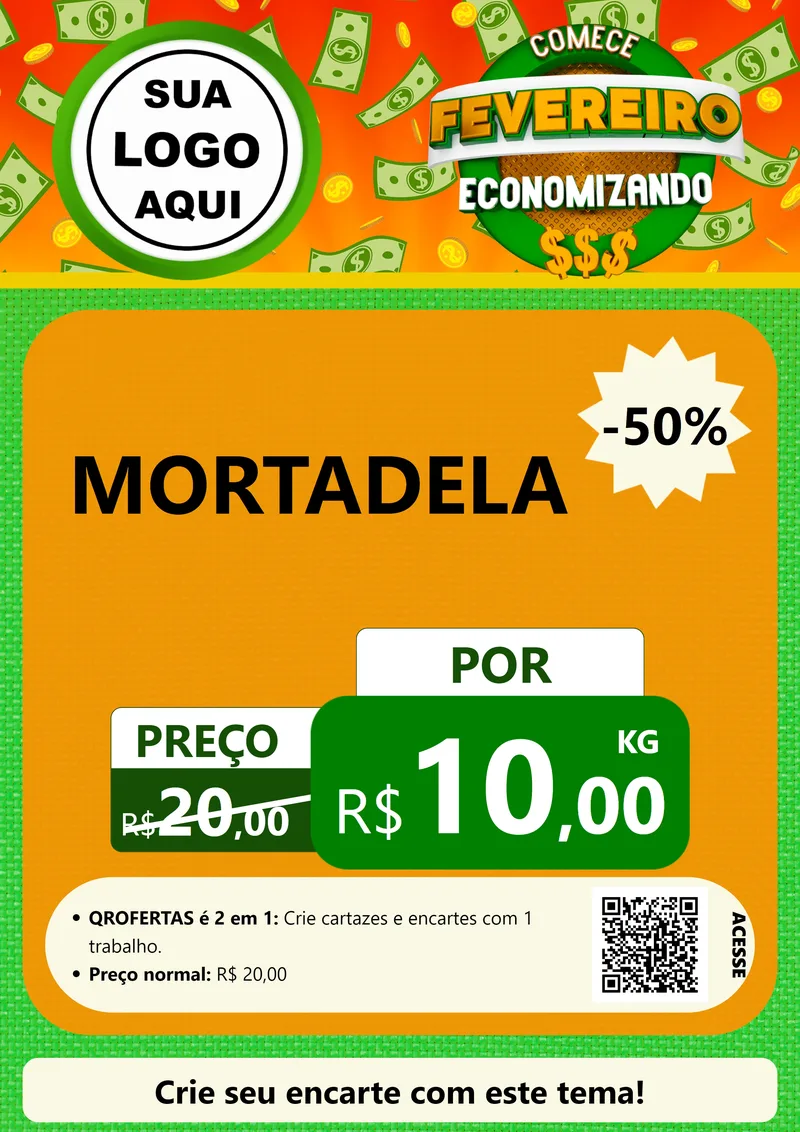 Modelo de Cartaz para Cartaz A4 Vertical com o tema Comece Fevereiro Economizando para Frios e Laticínios