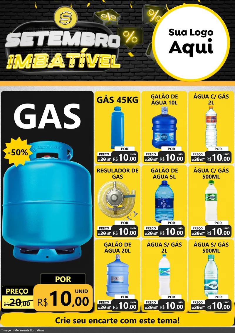Modelo de Encarte para Encarte A4 Vertical com o tema Setembro Imbatível para Água e gás