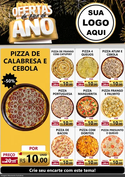 Modelo de Encarte para Encarte A4 Vertical com o tema Ofertas de Fim de Ano para Pizzaria