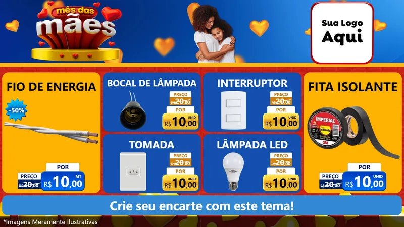 Modelo de TV para TV Horizontal com o tema Mês das Mães para Materiais Elétricos
