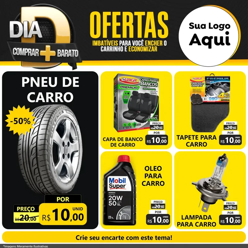 Modelo de Rede Social para Feed Facebook com o tema Dia D Mais Economia para Auto peças