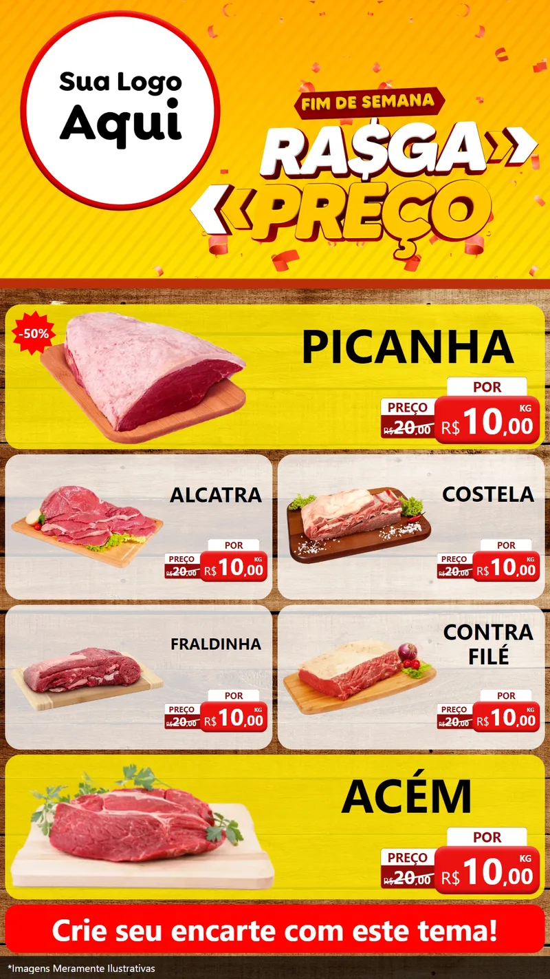 Modelo de TV para TV Vertical com o tema Fim de Semana Rasga Preços para Açougue