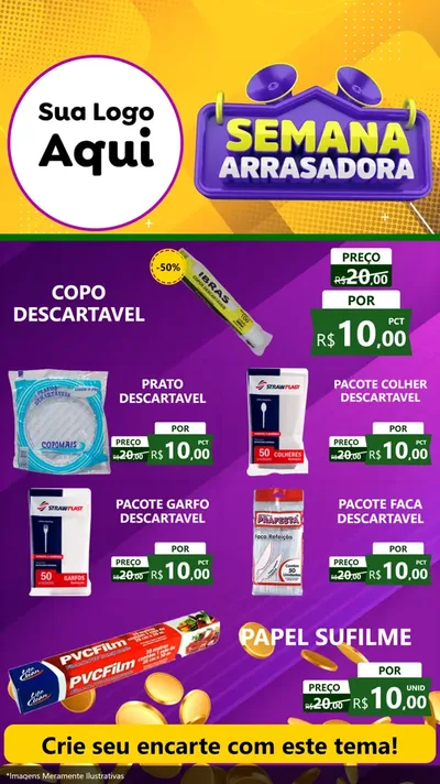 Modelo de TV para TV Vertical com o tema Semana Arrasadora para Embalagens