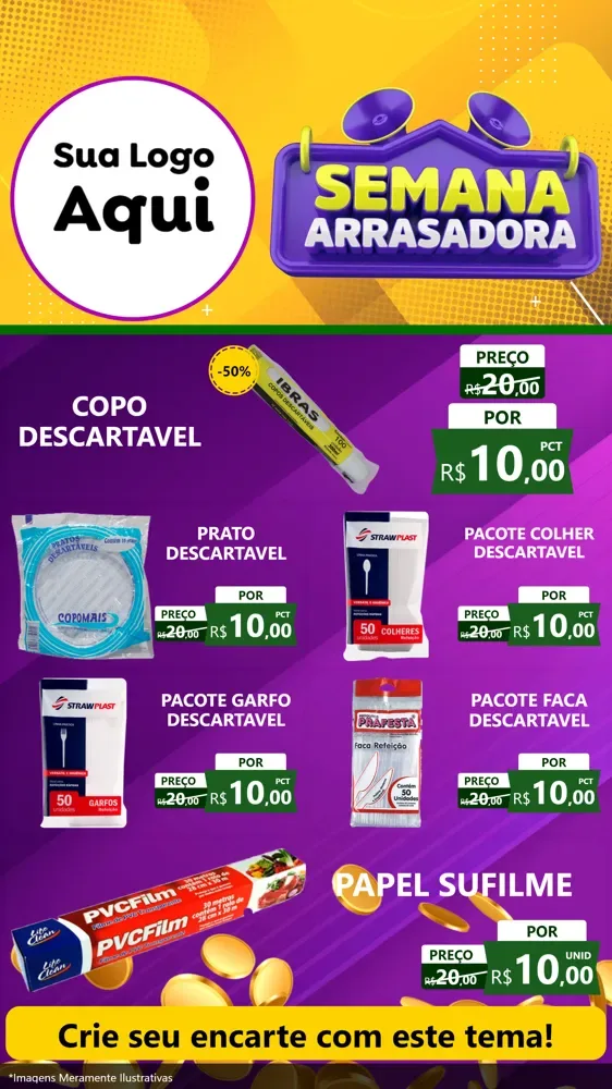Modelo de TV para TV Vertical com o tema Semana Arrasadora para Embalagens