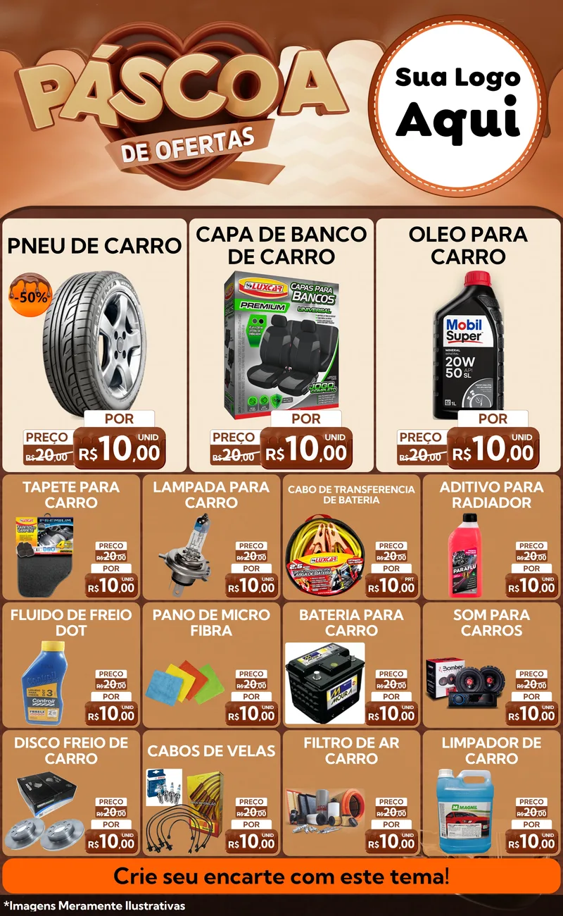Modelo de Encarte para Encarte Grande com o tema Páscoa de Ofertas para Auto peças