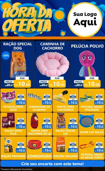 Modelo de Encarte para Encarte Grande com o tema Hora da Oferta para Pet Shop