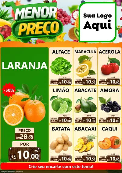 Modelo de Encarte para Encarte A4 Vertical com o tema Menor Preço para Hortifrúti