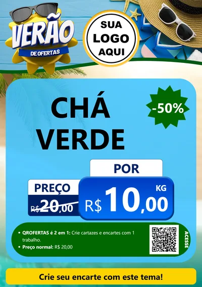 Modelo de Cartaz para Cartaz A4 Vertical com o tema Verão de Ofertas para Produtos Naturais