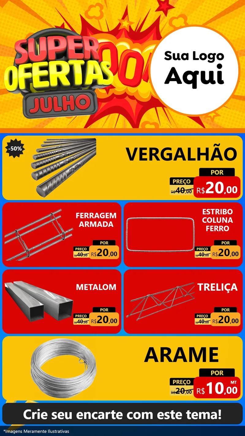 Modelo de TV para TV Vertical com o tema Super Ofertas Julho para Ferragens