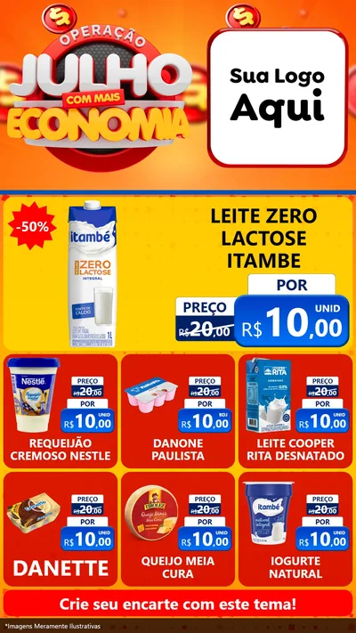 Modelo de Rede Social para Stories com o tema Operação Julho Com Mais Economia para Frios e Laticínios