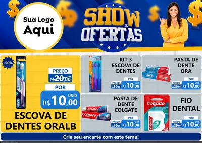 Modelo de Encarte para Encarte A4 Horizontal com o tema Show de Ofertas para Higiene Pessoal