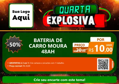 Modelo de Cartaz para Cartaz A4 Horizontal com o tema Quarta Explosiva para Baterias Elétricas