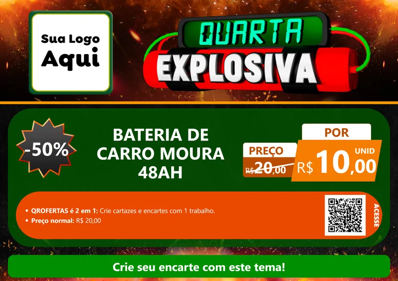Modelo de Cartaz para Cartaz A4 Horizontal com o tema Quarta Explosiva para Baterias Elétricas