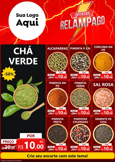 Modelo de Encarte para Encarte A4 Vertical com o tema Ofertas Relâmpago para Produtos Naturais