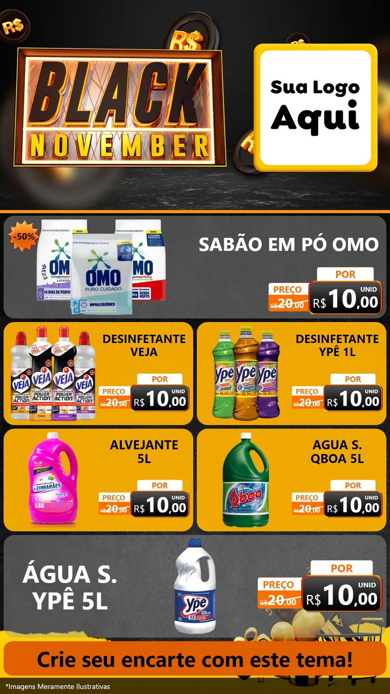 Modelo de TV para TV Vertical com o tema Black November para Produtos de Limpeza
