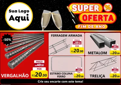 Modelo de Encarte para Encarte A4 Horizontal com o tema Super Oferta Fim de Ano para Ferragens