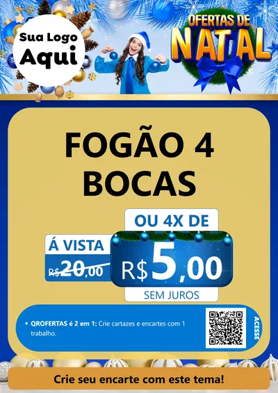 Modelo de Cartaz para Cartaz A4 Vertical com o tema Ofertas de Natal para Móveis e Eletro