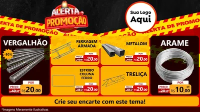 Modelo de TV para TV Horizontal com o tema Alerta de Promoção para Ferragens