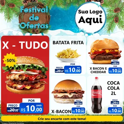 Modelo de Rede Social para Feed Facebook com o tema Festival de Ofertas - Inverno para Hamburgueria