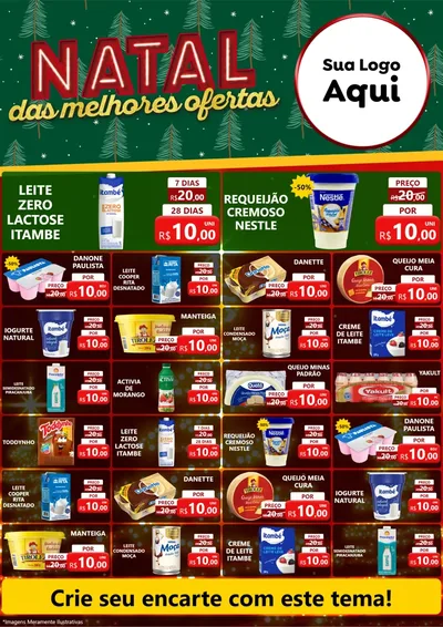 Modelo de Encarte para Encarte A4 Vertical com o tema Natal das Melhores Ofertas para Frios e Laticínios