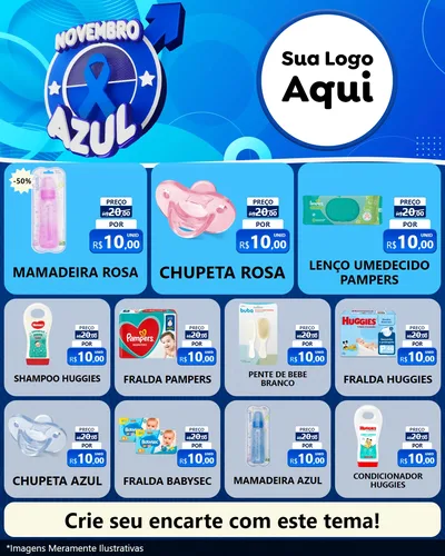 Modelo de Rede Social para Feed Instagram com o tema Novembro Azul para Bebês